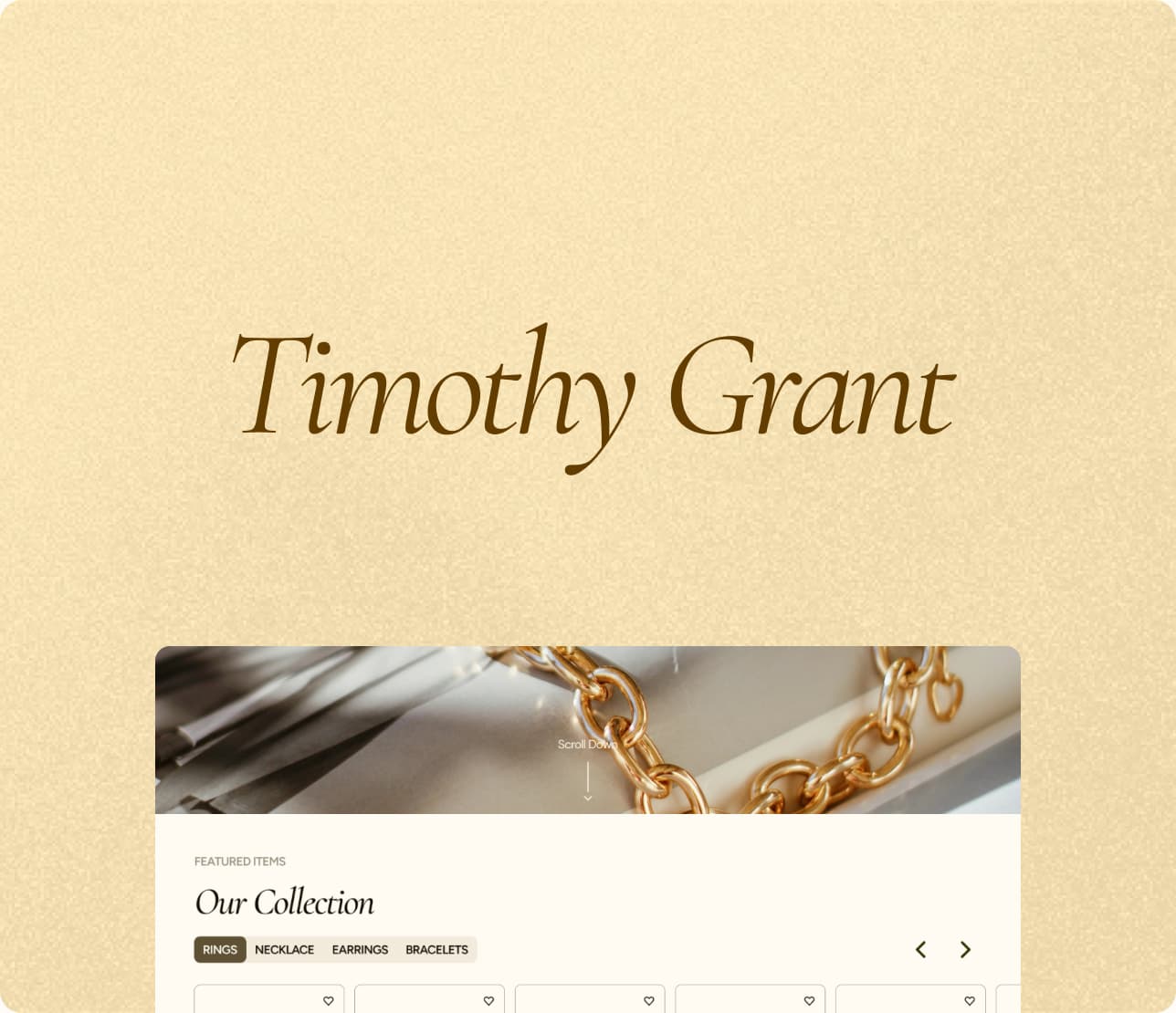 Timothy Grant — Website redesign and visual identity for a family-owned boutique jeweler in Illinois.